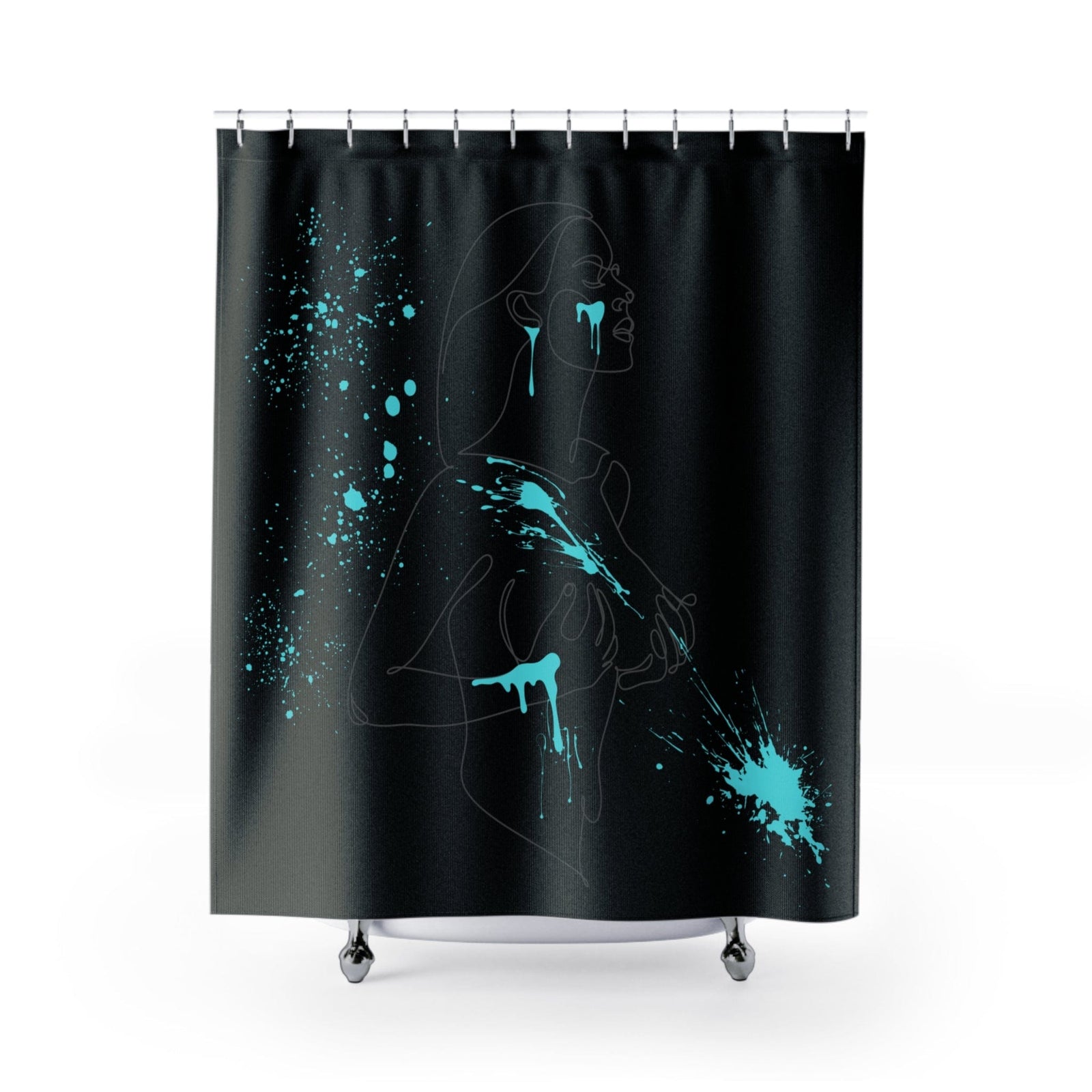 SUBTLE EROTICA - FACIAL | 18+ | SHOWER CURTAIN with Turquoise Accents