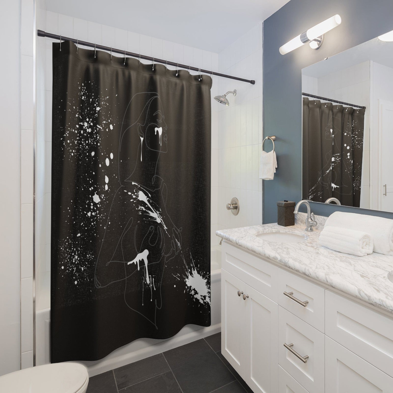 SUBTLE EROTICA - FLUIDITY | 18+ | SHOWER CURTAIN with White Accents