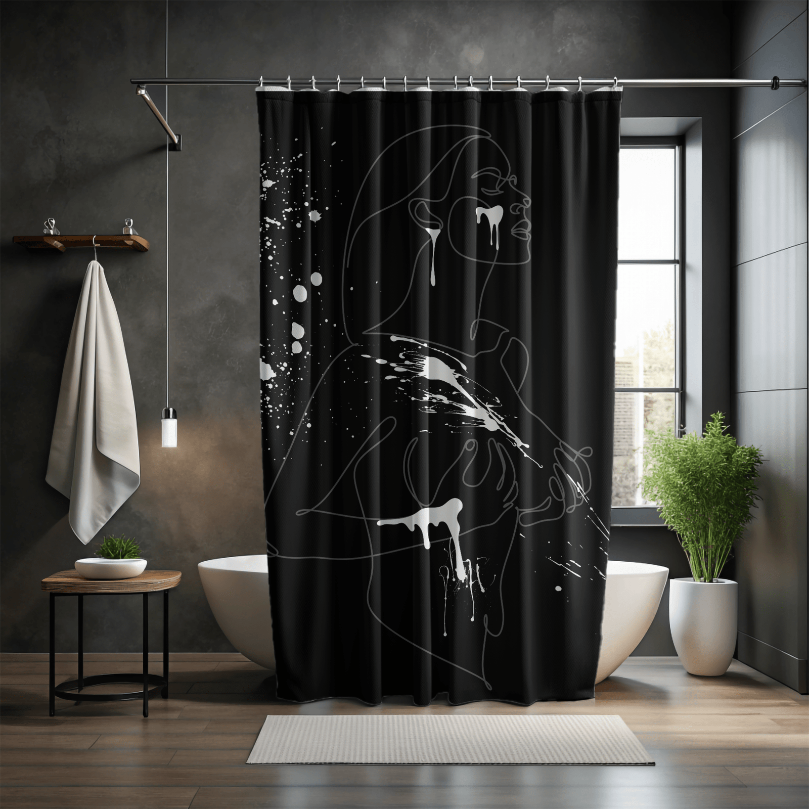 SUBTLE EROTICA - FLUIDITY | 18+ | SHOWER CURTAIN with White Accents
