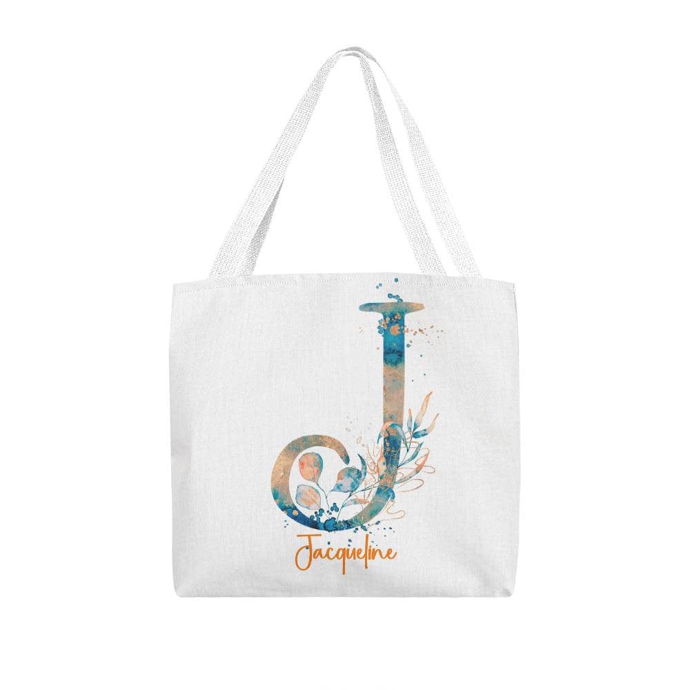 PERSONALIZABLE TOTE BAG | MONOGRAM - J | PERFECT GIFT for BFF, TEACHER, CO-WORKER