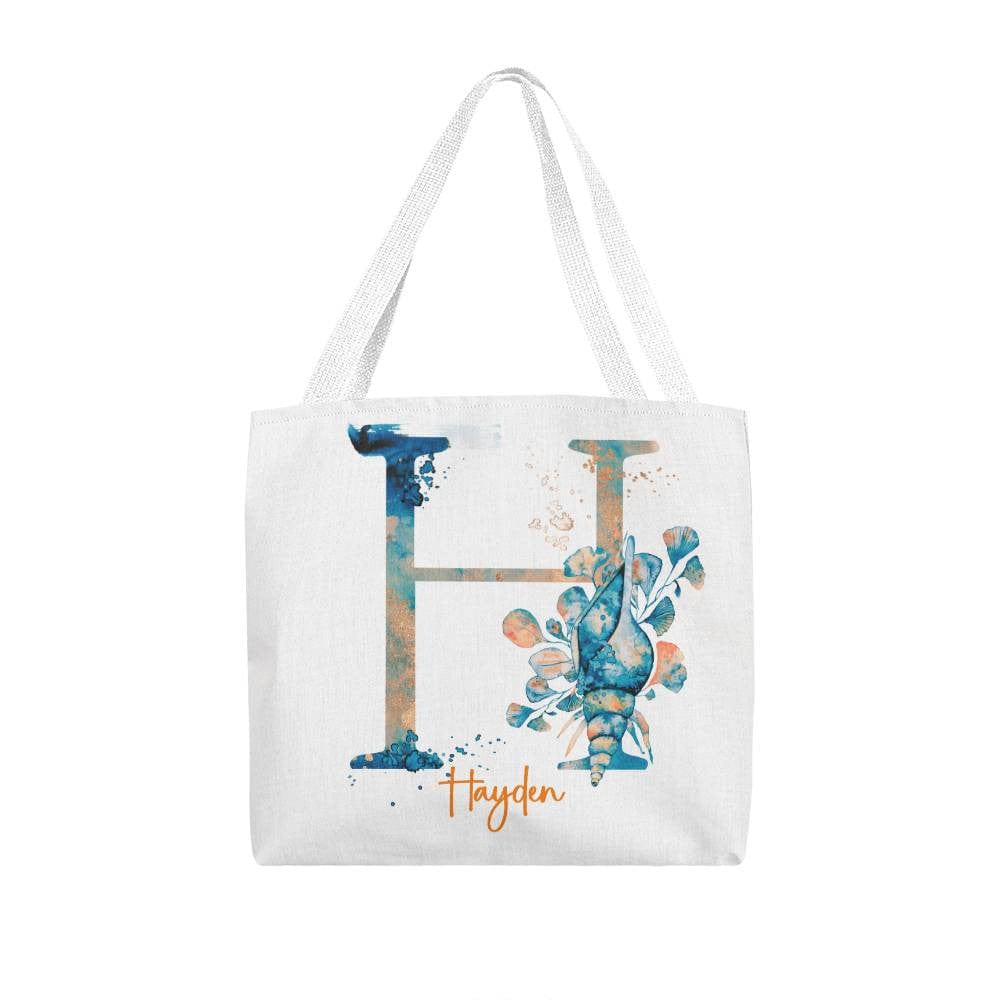 PERSONALIZABLE TOTE BAG | MONOGRAM - H | PERFECT GIFT for YOU, CO-WORKER, BFF