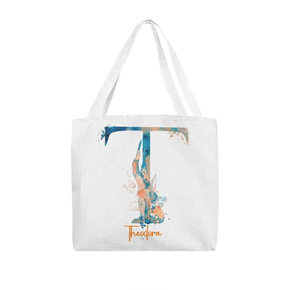 PERSONALIZABLE TOTE BAG | MONOGRAM - T | PERFECT GIFT for TEACHER, MOM, DAUGHTER