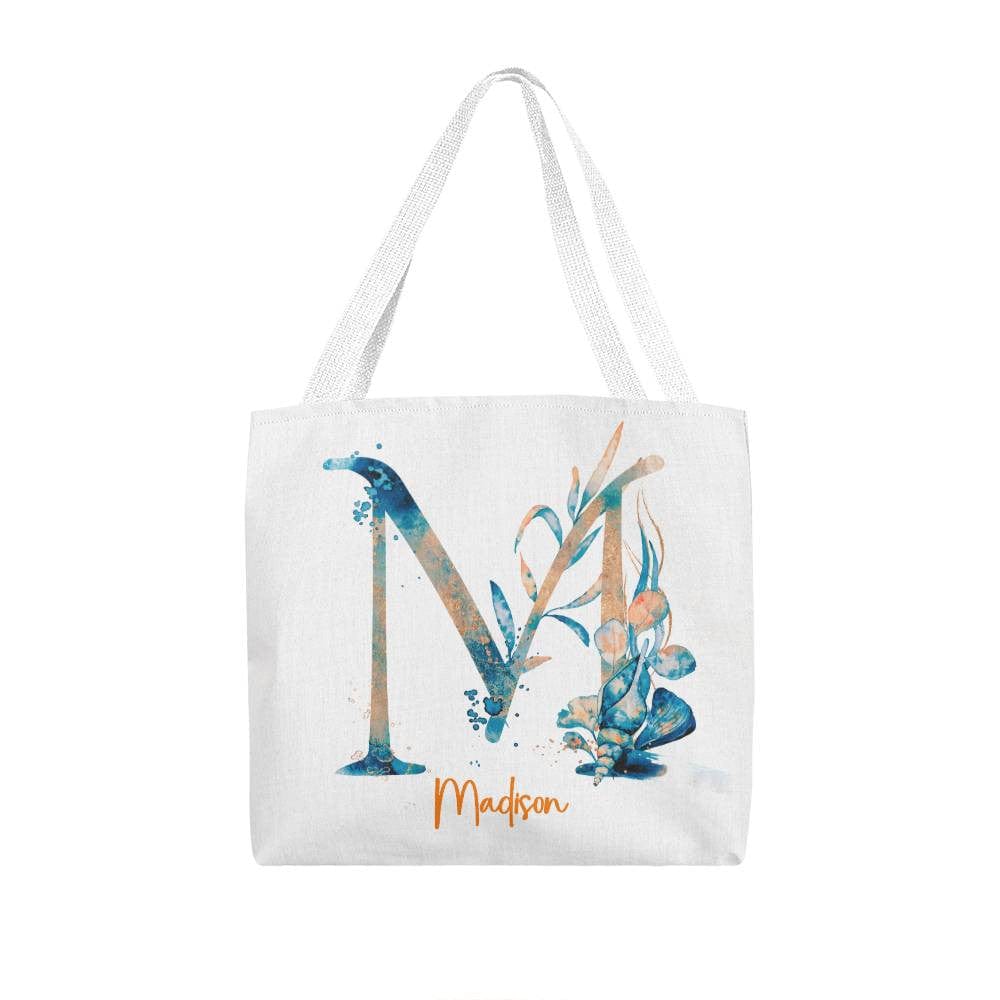 PERSONALIZABLE TOTE BAG | MONOGRAM - M | PERFECT GIFT for MOM, TEACHER, DAUGHTER