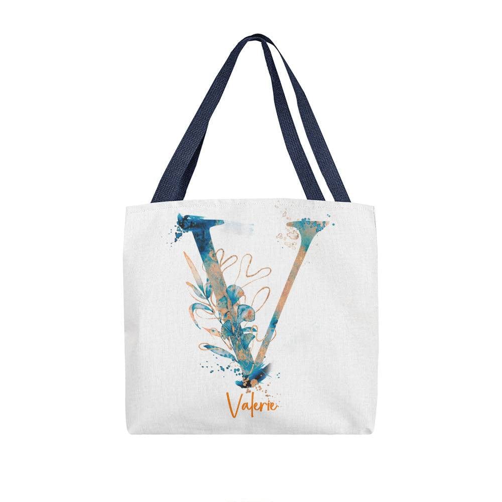 PERSONALIZABLE TOTE BAG | MONOGRAM - V | PERFECT GIFT for FIANCEE, WIFE, DAUGHTER
