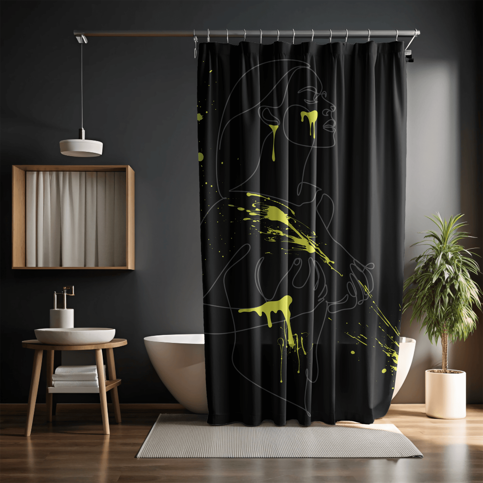 SUBTLE EROTICA - FLUIDITY | 18+ | SHOWER CURTAIN with Yellow Accents