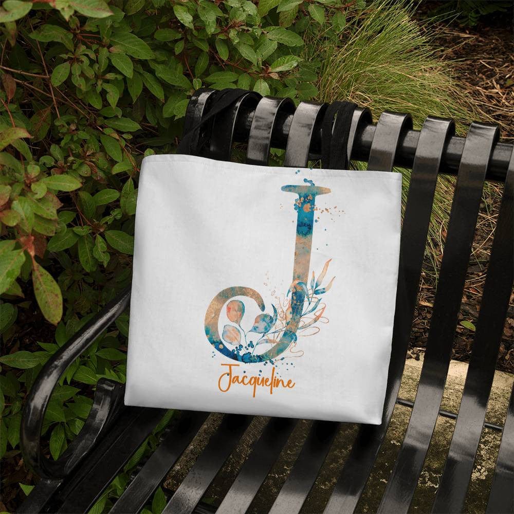 PERSONALIZABLE TOTE BAG | MONOGRAM - J | PERFECT GIFT for BFF, TEACHER, CO-WORKER