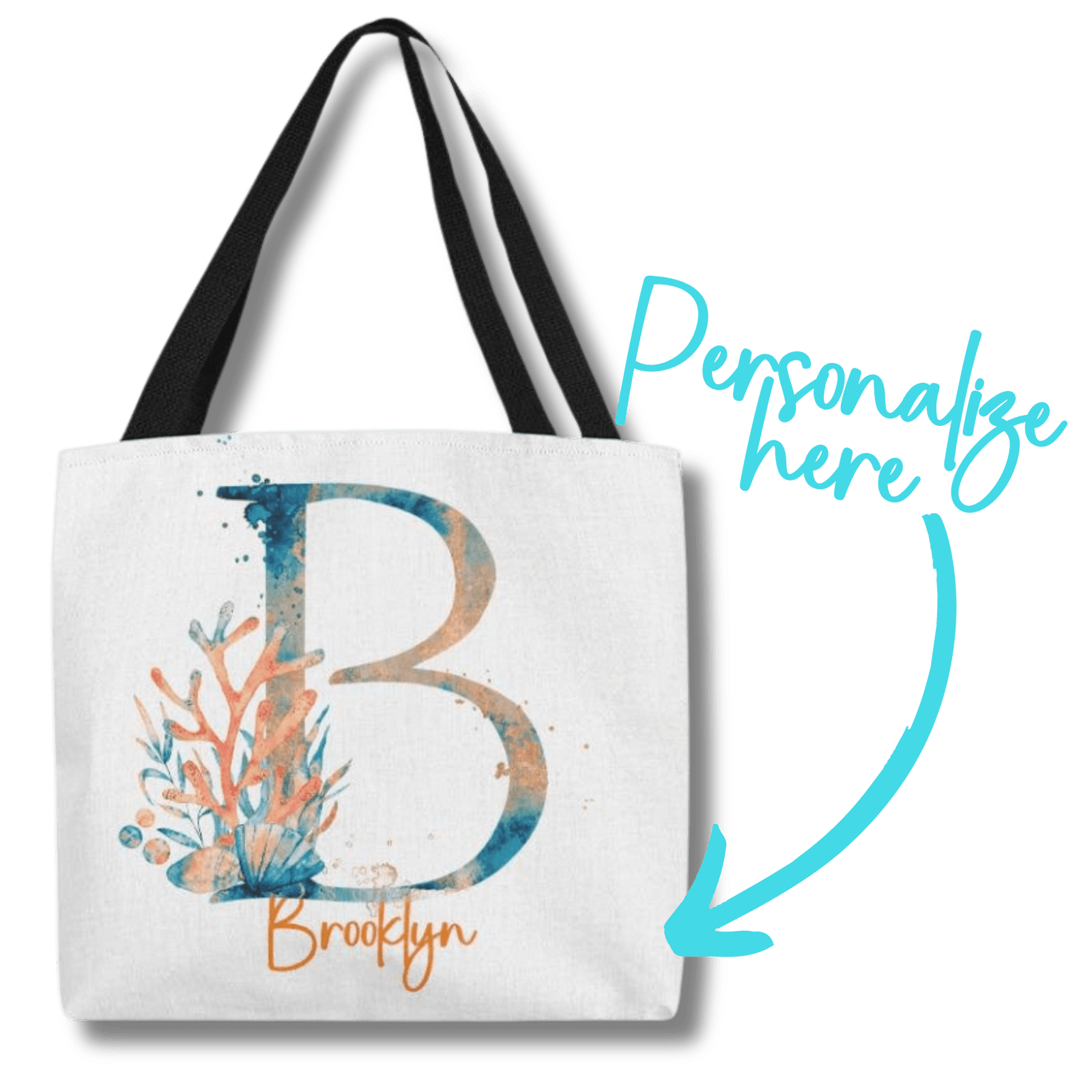 PERSONALIZABLE TOTE BAG | MONOGRAM - B | PERFECT GIFT for MOM, TEACHER, BFF