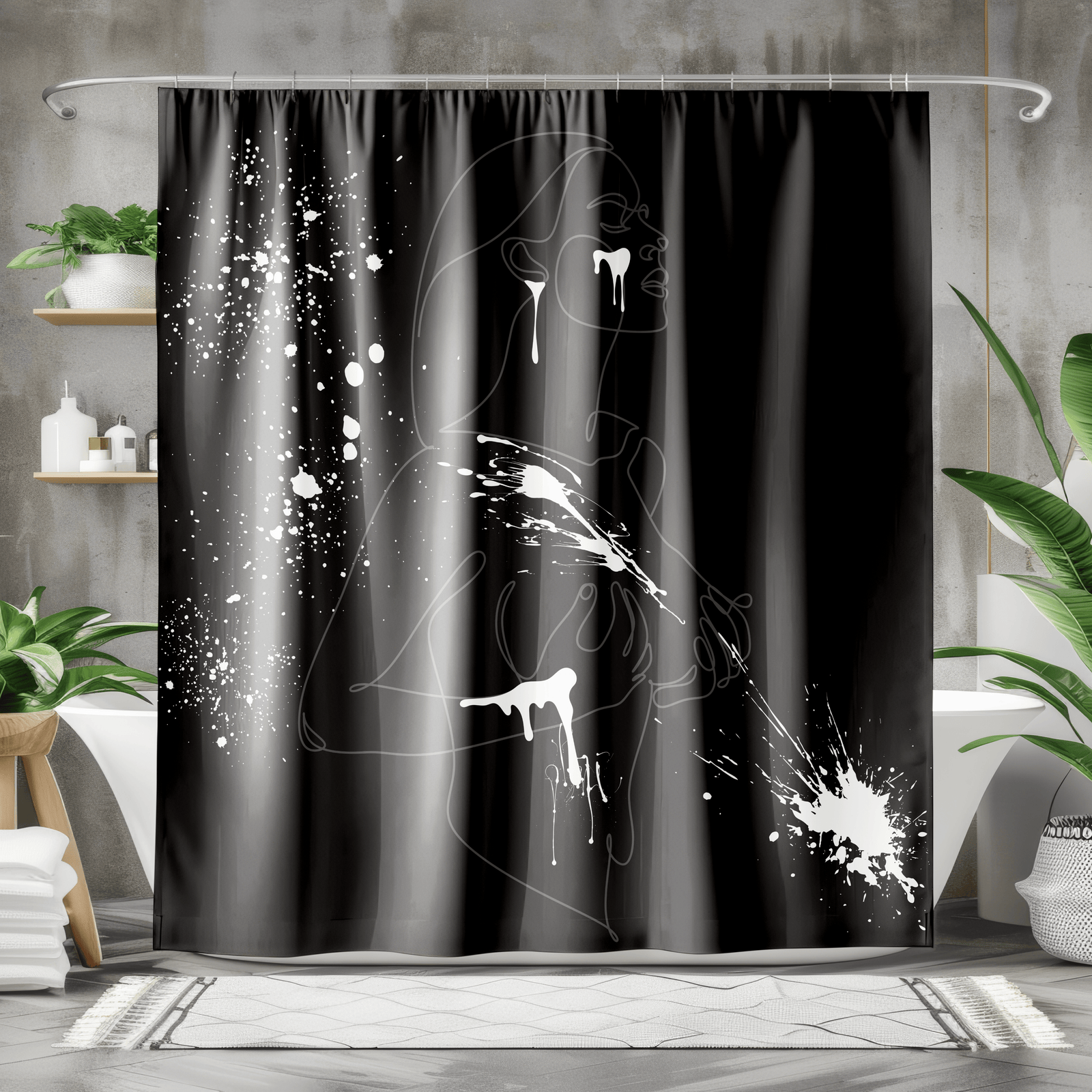 SUBTLE EROTICA - FLUIDITY | 18+ | SHOWER CURTAIN with White Accents