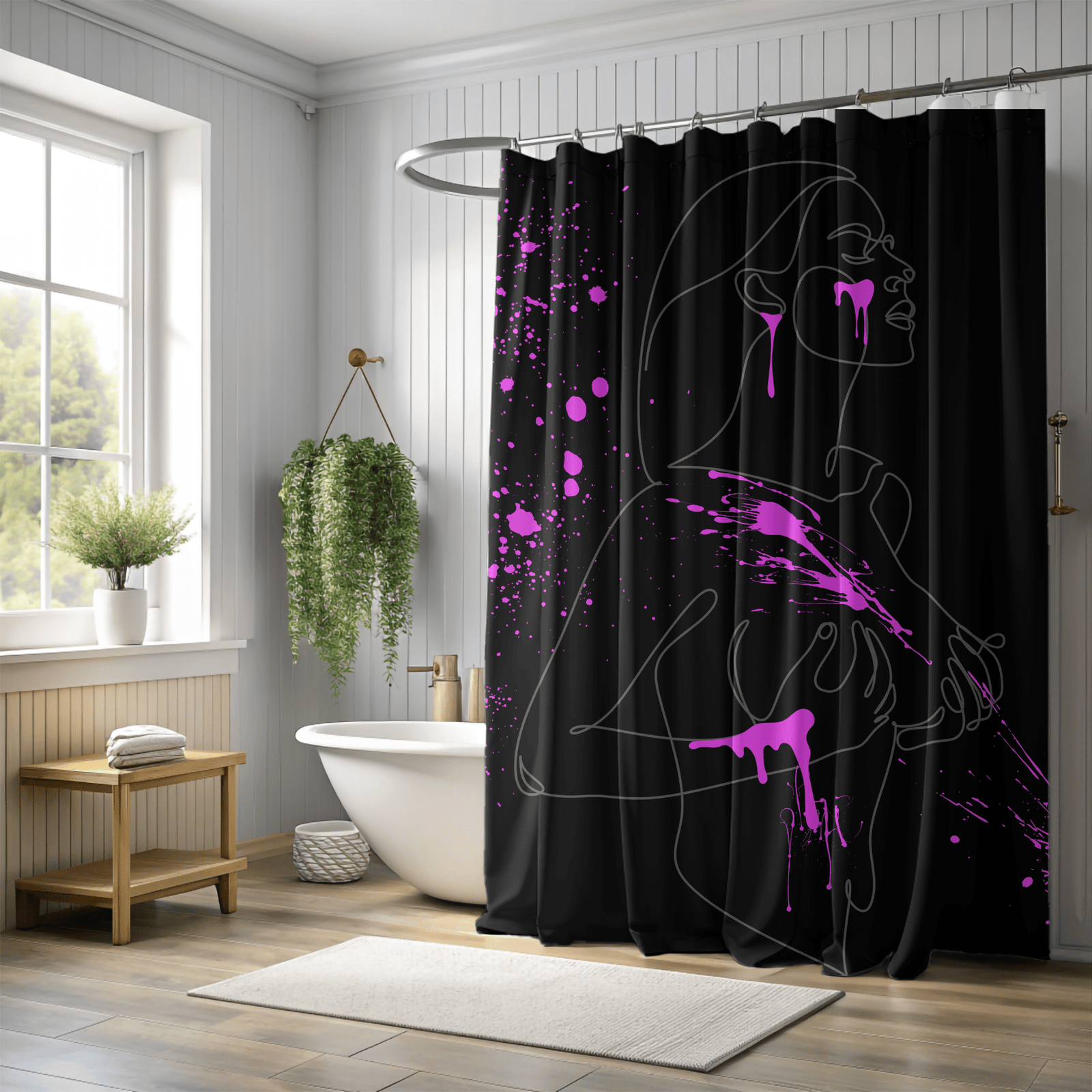 SUBTLE EROTICA - FLUIDITY | 18+ | SHOWER CURTAIN with Fuschia Accents