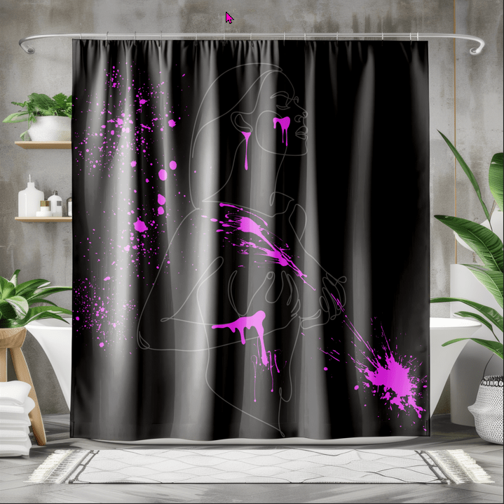 SUBTLE EROTICA - FLUIDITY | 18+ | SHOWER CURTAIN with Fuschia Accents