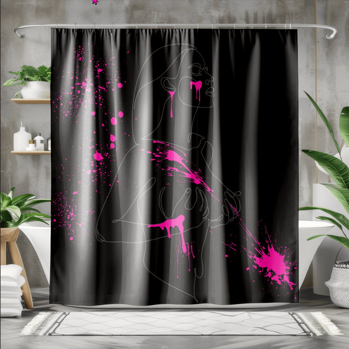 SUBTLE EROTICA - FLUIDITY | 18+ | SHOWER CURTAIN with Hot Pink Accents