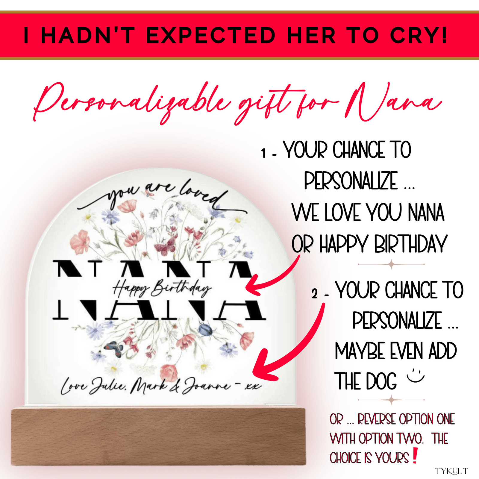 NANA | YOU ARE LOVED | Personalizable Acrylic Plaque | Mother's Day or Birthday Gift