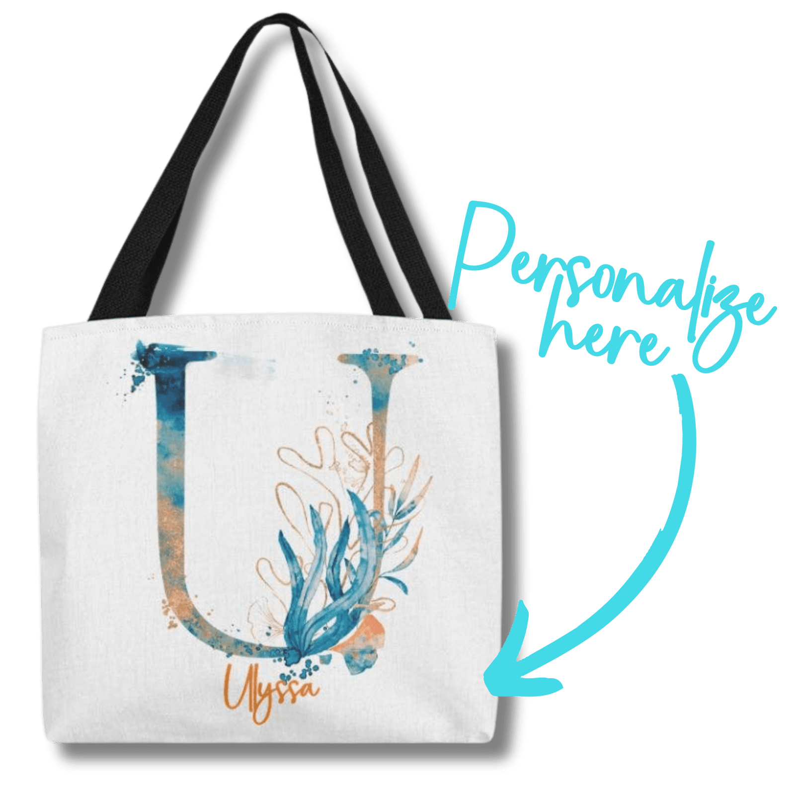 PERSONALIZABLE TOTE BAG | MONOGRAM - U | PERFECT GIFT for GRANDMA, SISTER, YOU