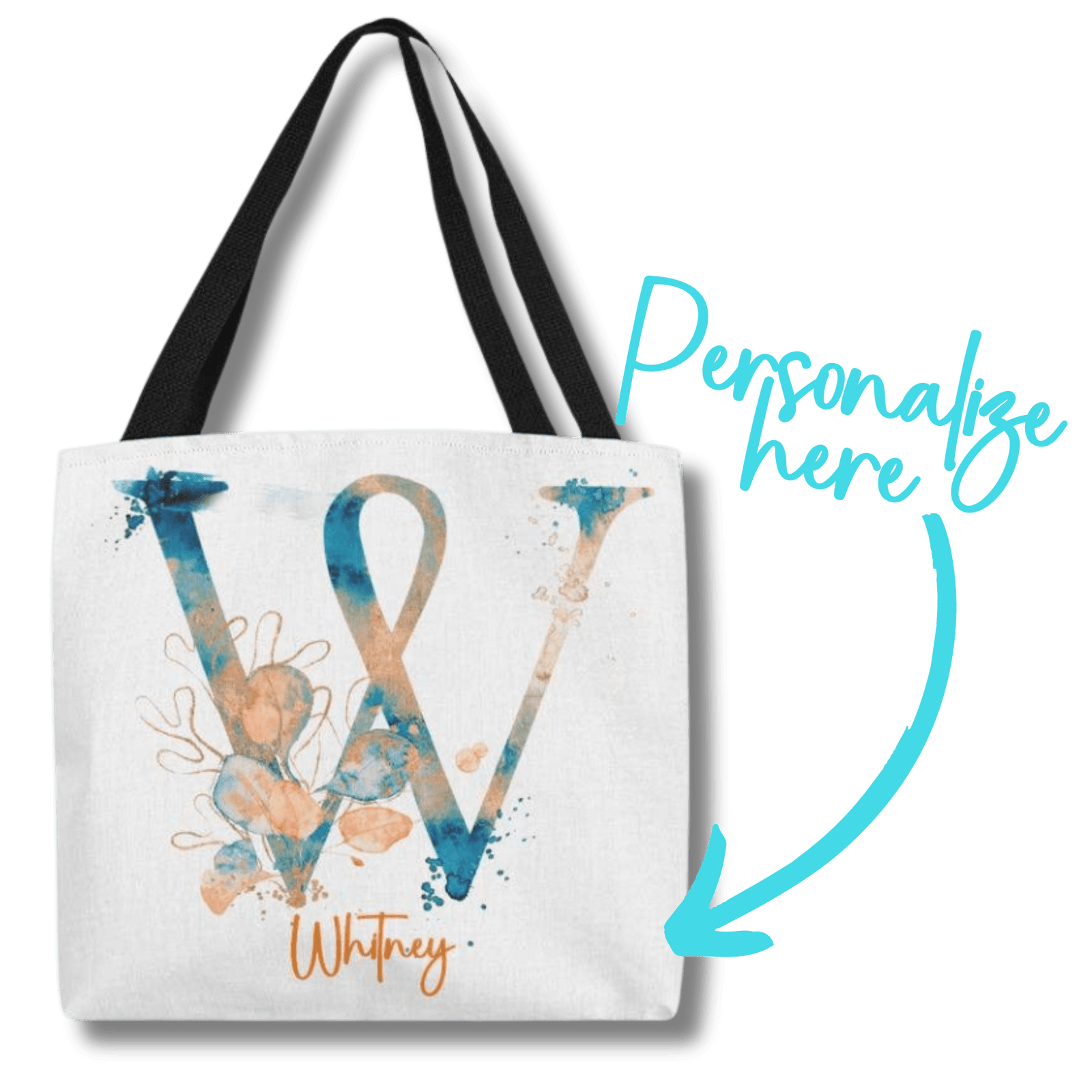 PERSONALIZABLE TOTE BAG | MONOGRAM - W | PERFECT GIFT for WIFE, SISTER-in-LAW, BFF