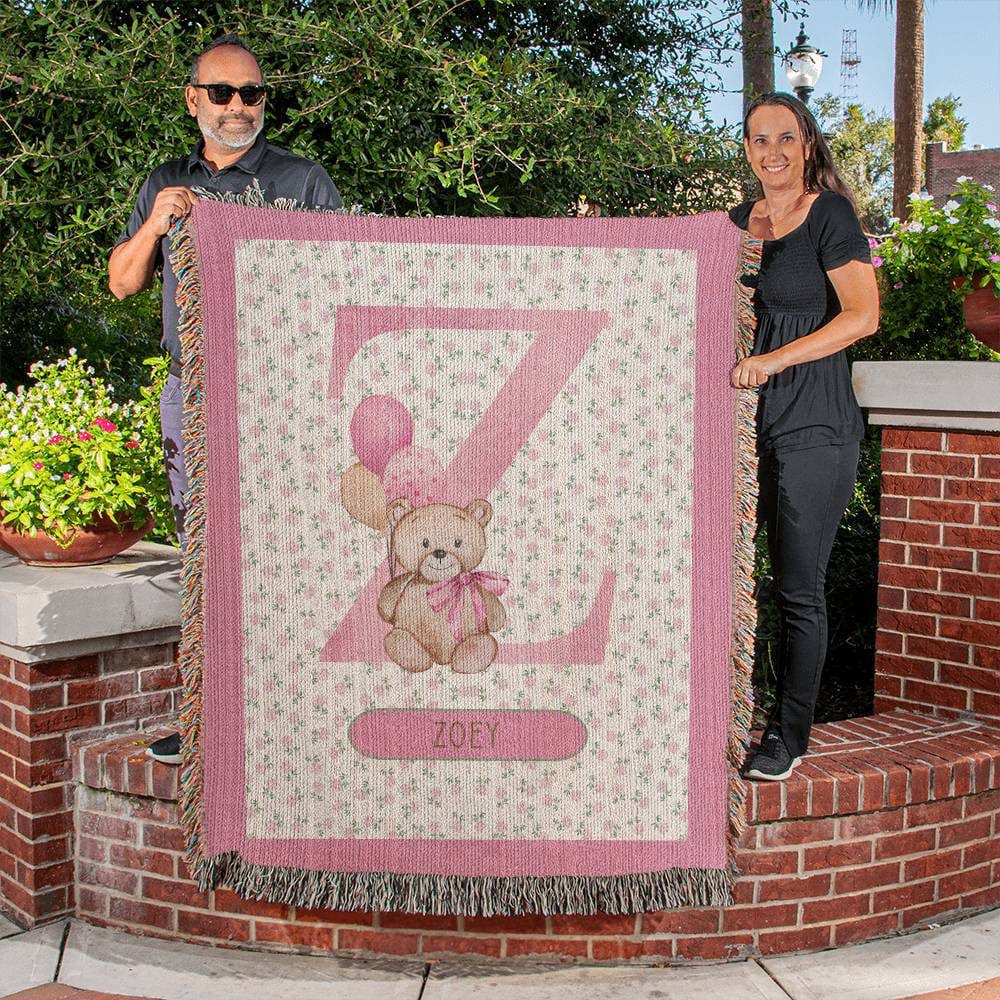 Personalizable A to Z Quality HEIRLOOM BLANKET for little Girl. Perfect gift for Daughter or Granddaughter.
