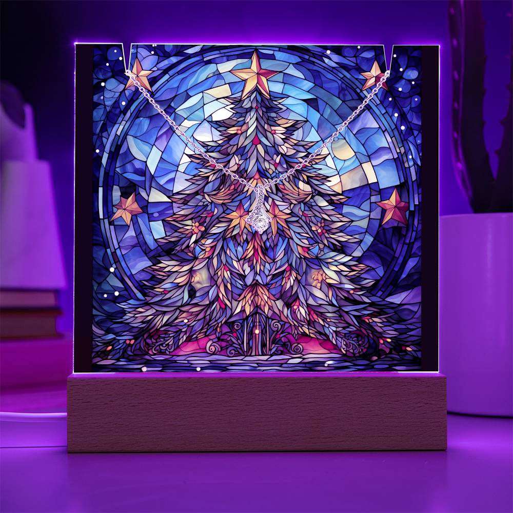 TREE 3 | 2-for-1 Backlit Christmas Plaque with Alluring Beauty Necklace