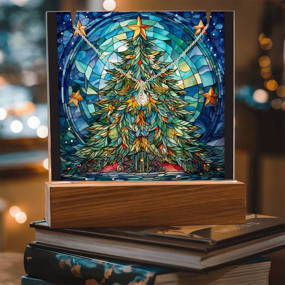 TREE 3 | 2-for-1 Backlit Christmas Plaque with Alluring Beauty Necklace