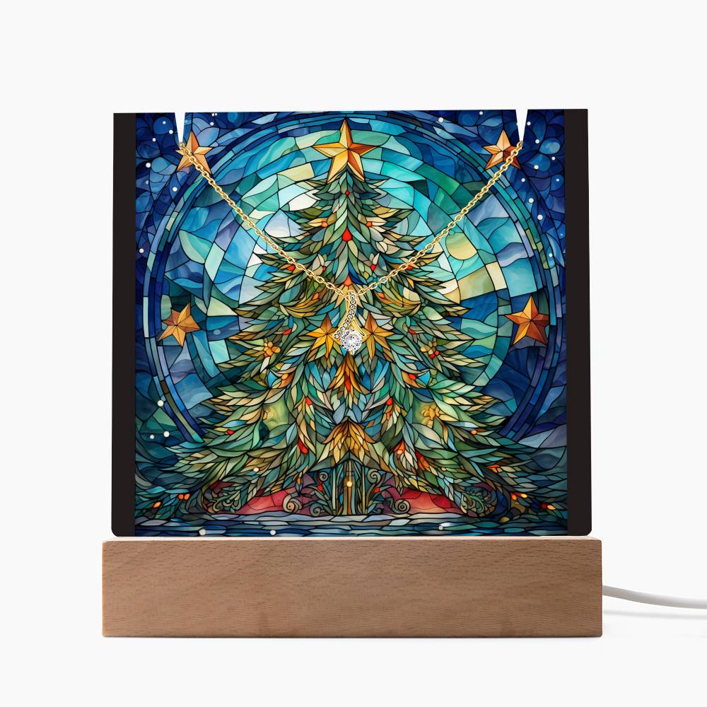 TREE 3 | 2-for-1 Backlit Christmas Plaque with Alluring Beauty Necklace