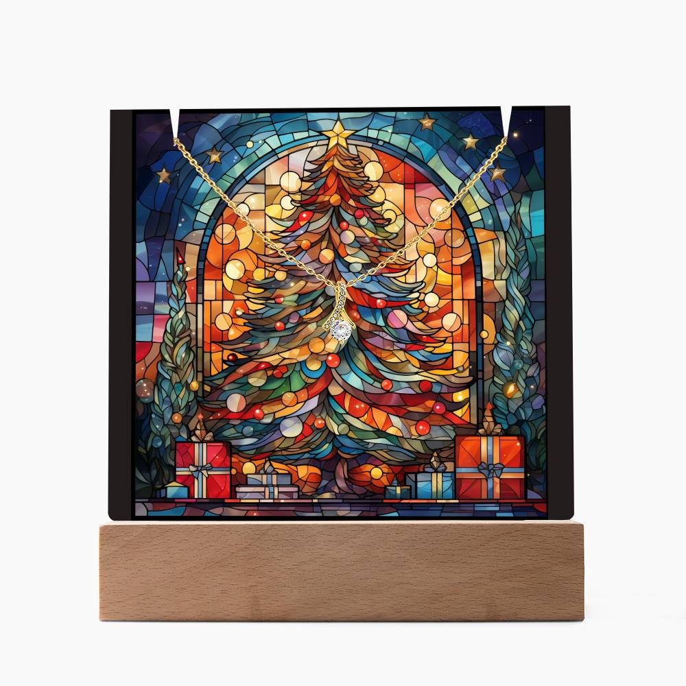 TREE 1 | 2-for-1 Backlit Christmas Plaque with Alluring Beauty Necklace