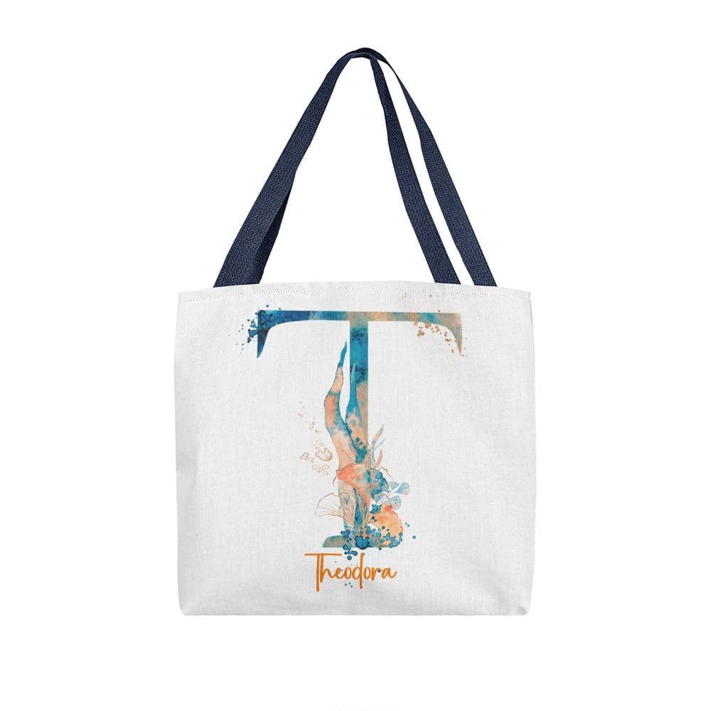 PERSONALIZABLE TOTE BAG | MONOGRAM - T | PERFECT GIFT for TEACHER, MOM, DAUGHTER