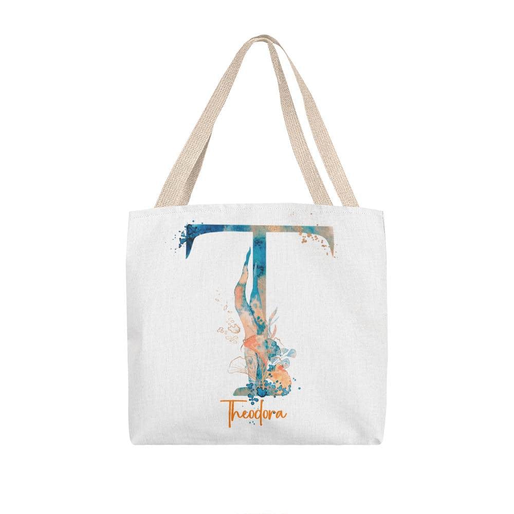 PERSONALIZABLE TOTE BAG | MONOGRAM - T | PERFECT GIFT for TEACHER, MOM, DAUGHTER