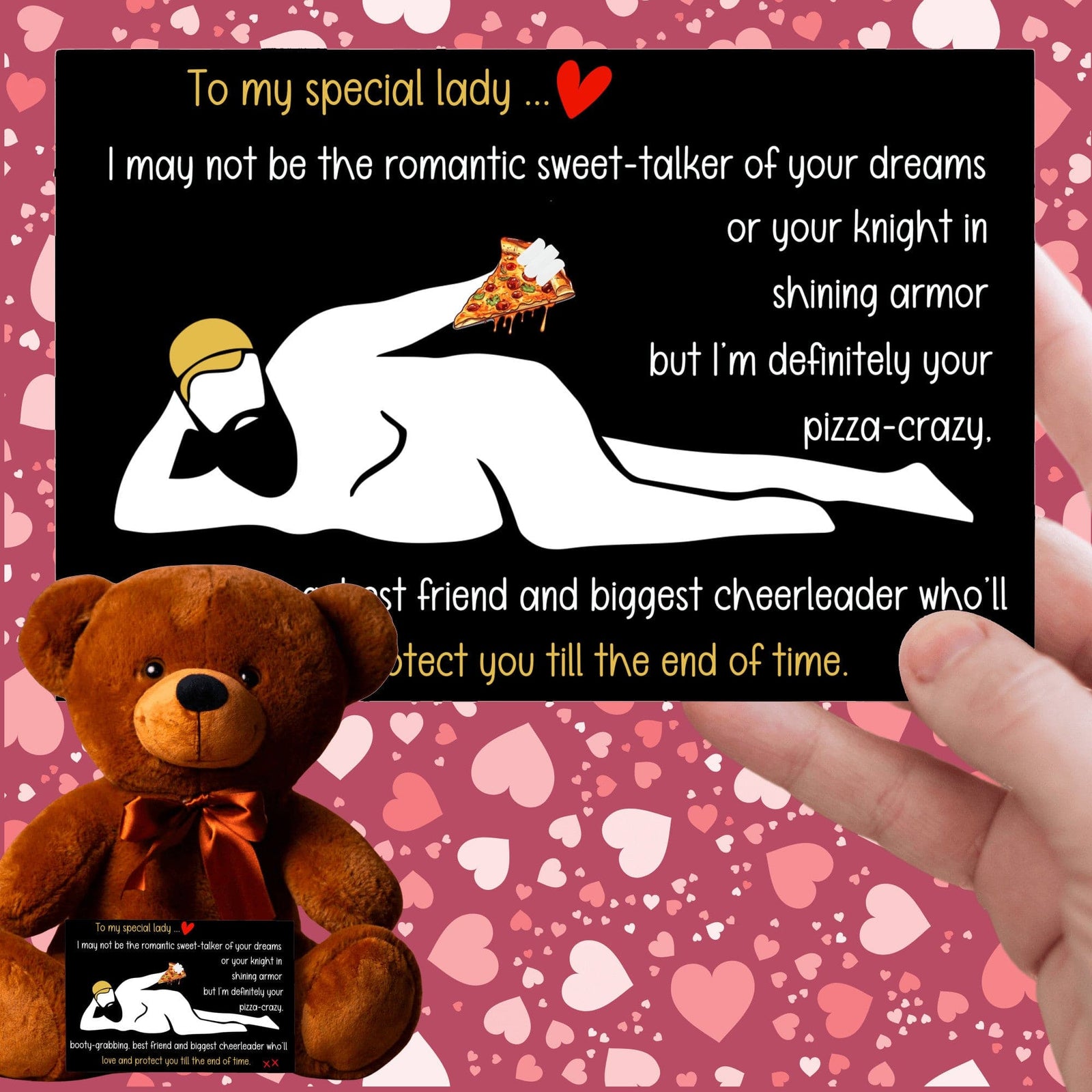 Teddy with PIZZA-CRAZY message | Hilarious and Romantic Gift for Her