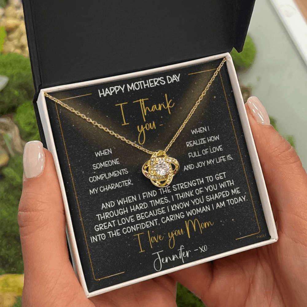 HAPPY BIRTHDAY or MOTHER'S DAY from DAUGHTER | Love Knot Necklace with PERSONALIZABLE Message