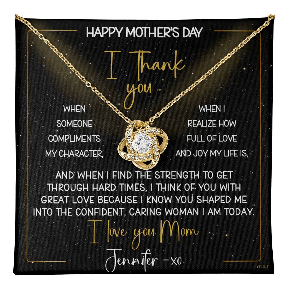 HAPPY BIRTHDAY or MOTHER'S DAY from DAUGHTER | Love Knot Necklace with PERSONALIZABLE Message