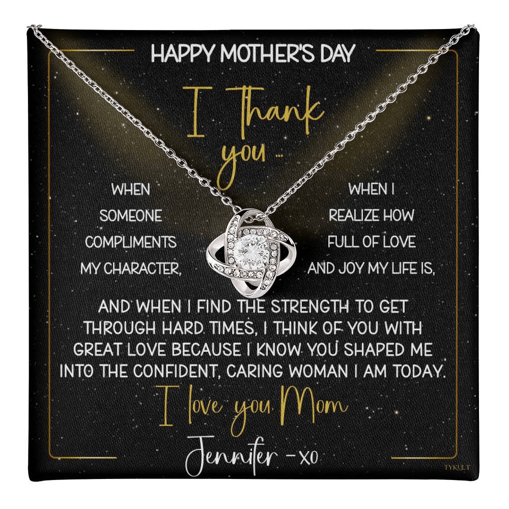 HAPPY BIRTHDAY or MOTHER'S DAY from DAUGHTER | Love Knot Necklace with PERSONALIZABLE Message