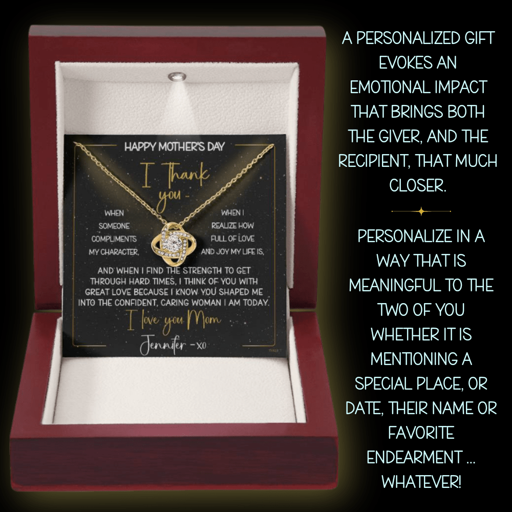 HAPPY BIRTHDAY or MOTHER'S DAY from DAUGHTER | Love Knot Necklace with PERSONALIZABLE Message