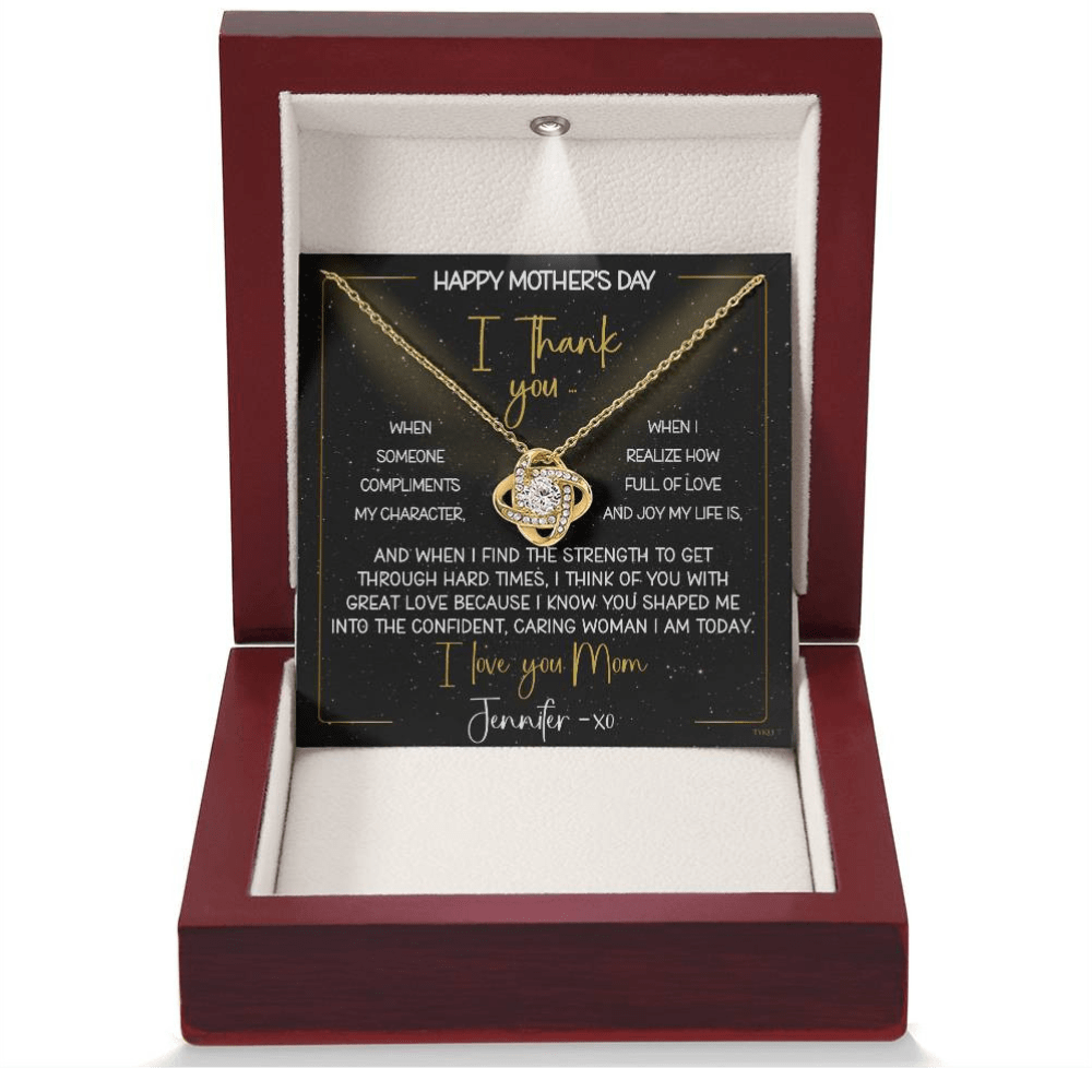 HAPPY BIRTHDAY or MOTHER'S DAY from DAUGHTER | Love Knot Necklace with PERSONALIZABLE Message