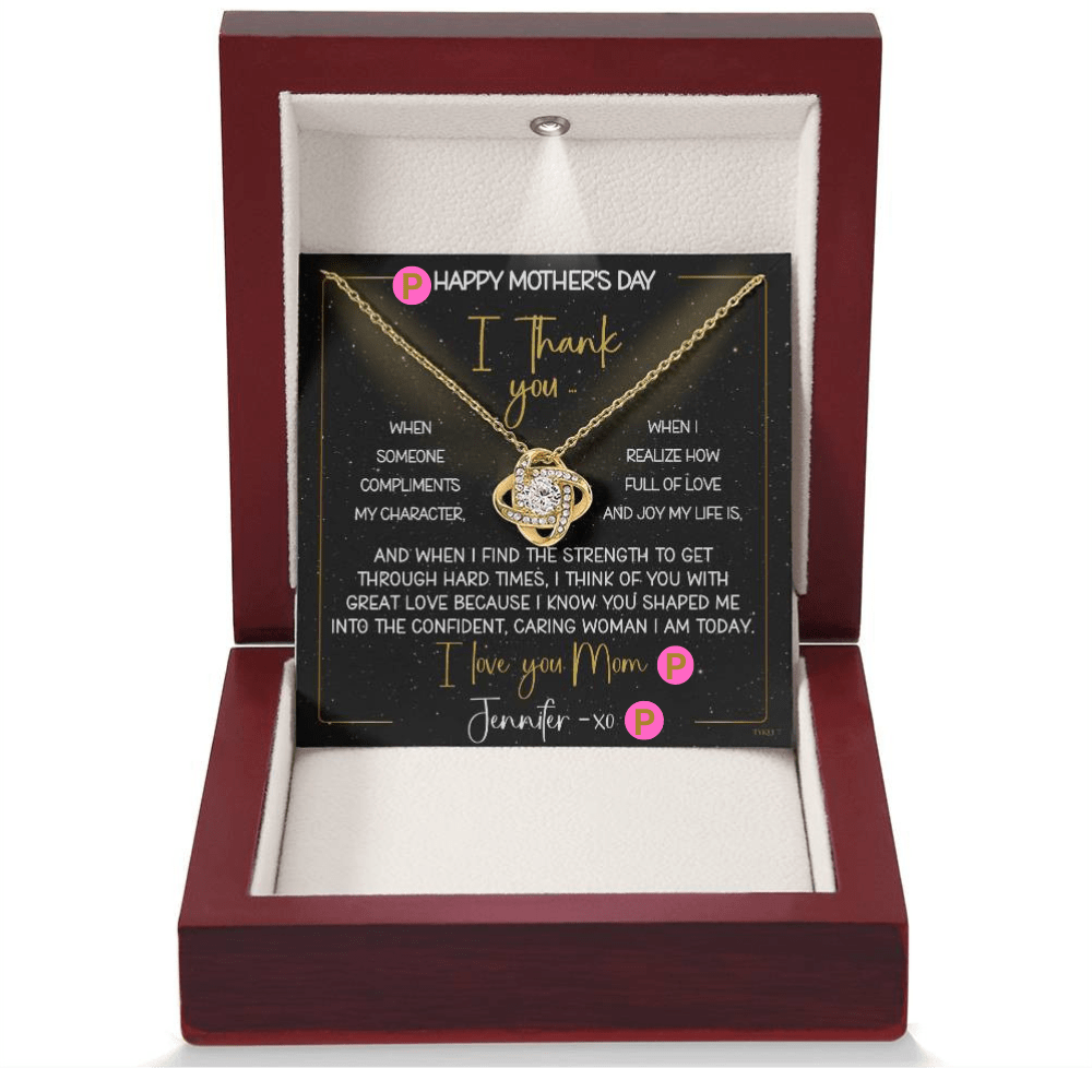 HAPPY MOTHER'S DAY or BIRTHDAY from DAUGHTER | Love Knot Necklace with PERSONALIZABLE Message