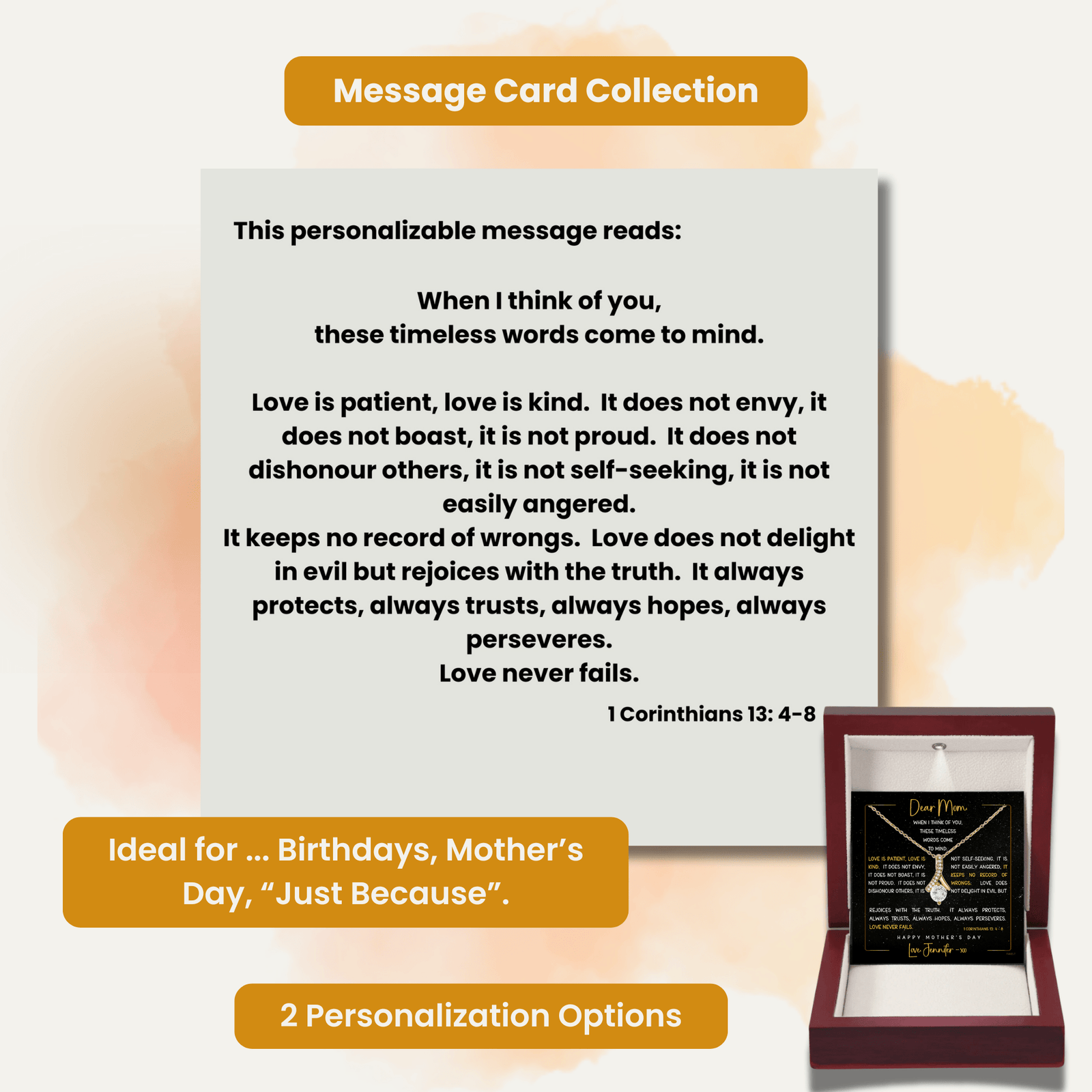 LOVE IS PATIENT - LOVE IS KIND | Mother's Day - Birthday Gift | PERSONALIZABLE MSG CARD