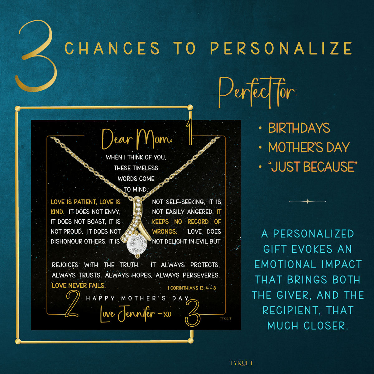 LOVE IS PATIENT - LOVE IS KIND | Mother's Day - Birthday Gift | PERSONALIZABLE MSG CARD