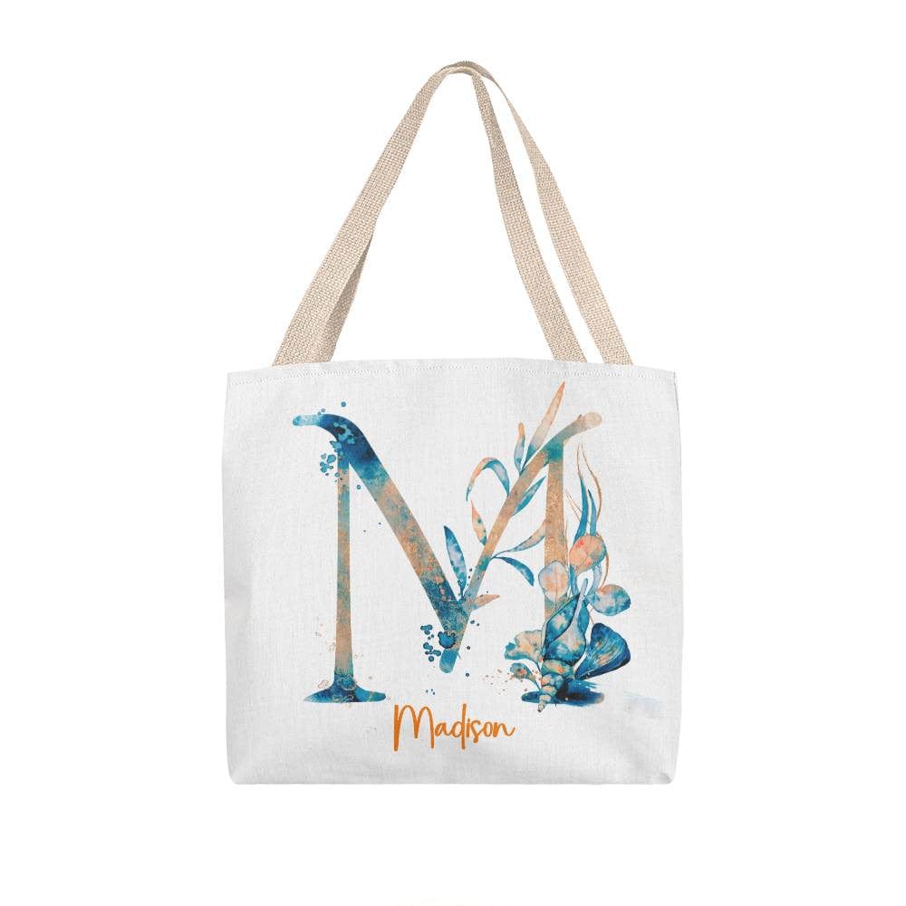 PERSONALIZABLE TOTE BAG | MONOGRAM - M | PERFECT GIFT for MOM, TEACHER, DAUGHTER