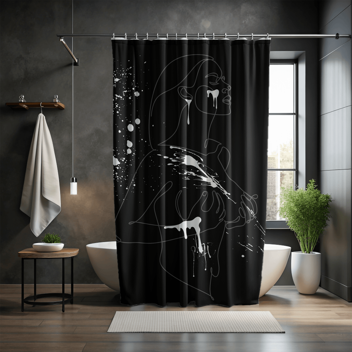 SUBTLE EROTICA - FLUIDITY | 18+ | SHOWER CURTAIN with White Accents