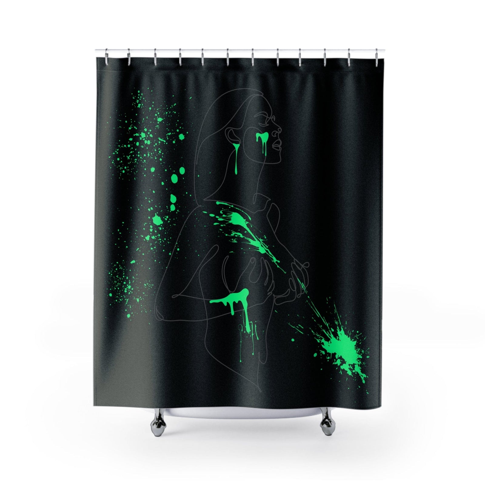 SUBTLE EROTICA - FLUIDITY | 18+ | SHOWER CURTAIN with Green Accents