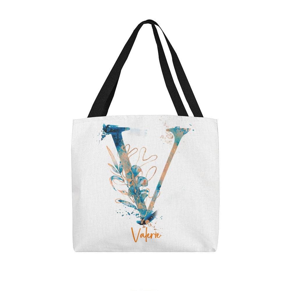 PERSONALIZABLE TOTE BAG | MONOGRAM - V | PERFECT GIFT for FIANCEE, WIFE, DAUGHTER