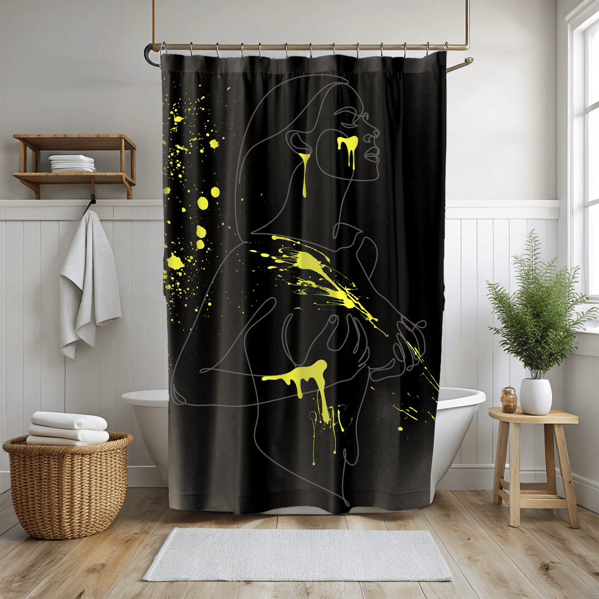 SUBTLE EROTICA - FLUIDITY | 18+ | SHOWER CURTAIN with Yellow Accents