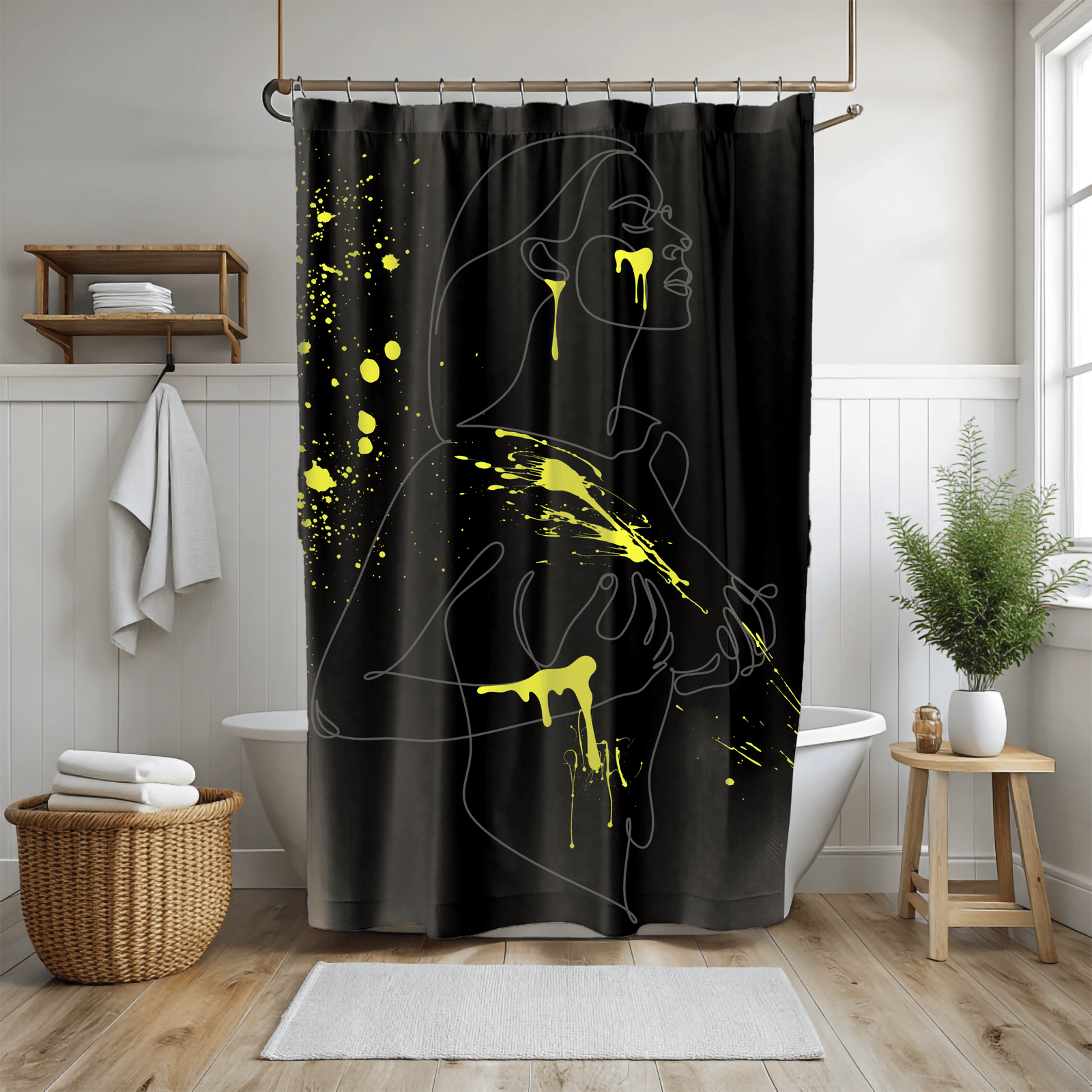 SUBTLE EROTICA - FLUIDITY | 18+ | SHOWER CURTAIN with Yellow Accents