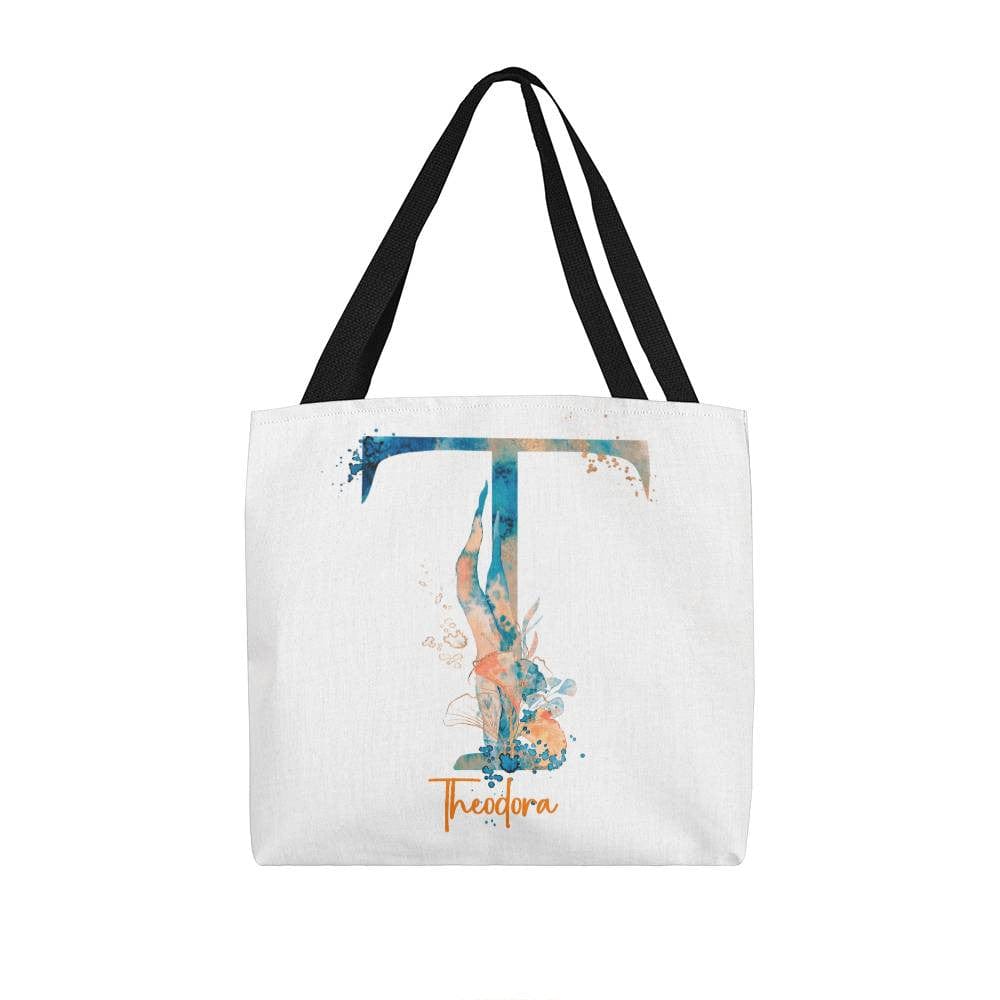 PERSONALIZABLE TOTE BAG | MONOGRAM - T | PERFECT GIFT for TEACHER, MOM, DAUGHTER
