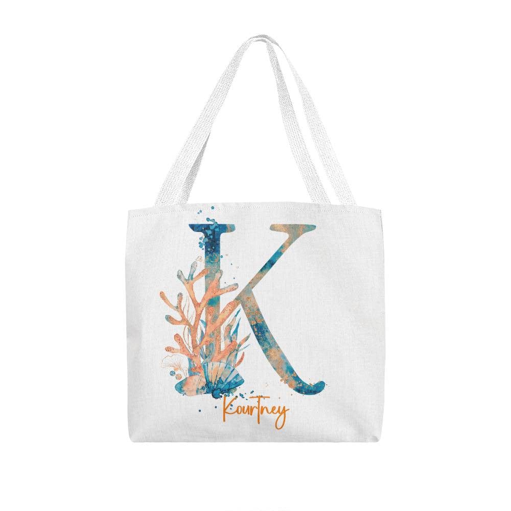 PERSONALIZABLE TOTE BAG | MONOGRAM - K | PERFECT GIFT FOR WIFE, SISTER, CO-WORKER