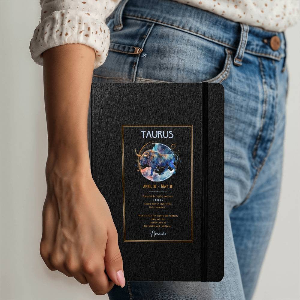 Custom Taurus astrology notebook with a premium design, perfect for journaling, reflection, and star sign lovers