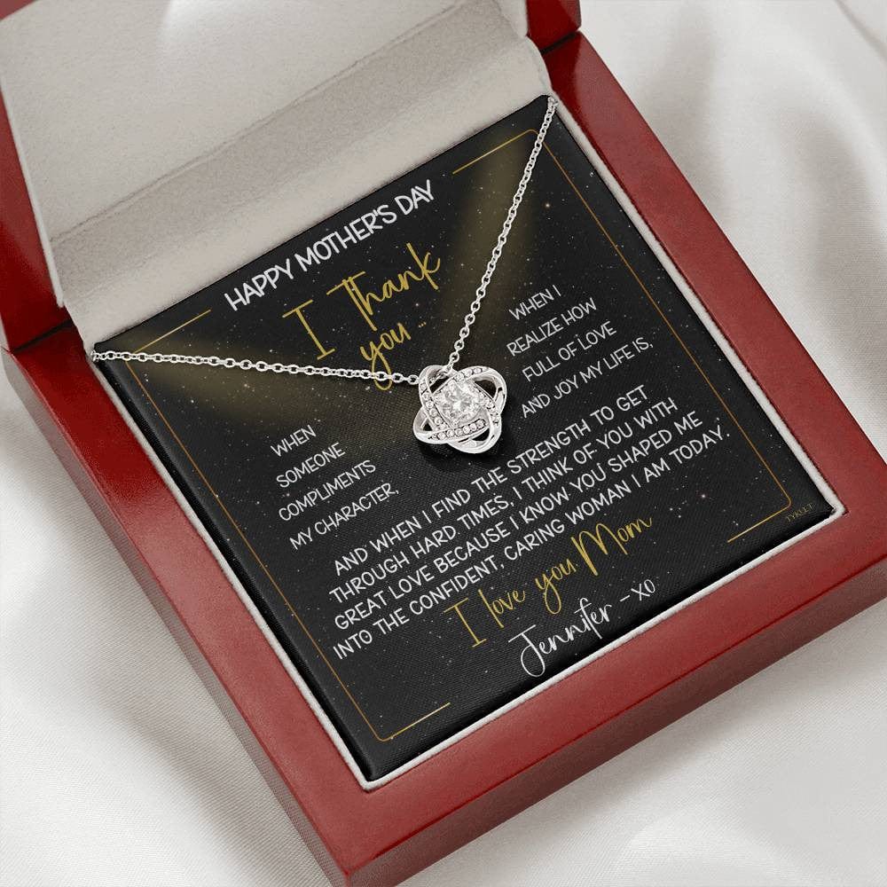 HAPPY BIRTHDAY or MOTHER'S DAY from DAUGHTER | Love Knot Necklace with PERSONALIZABLE Message