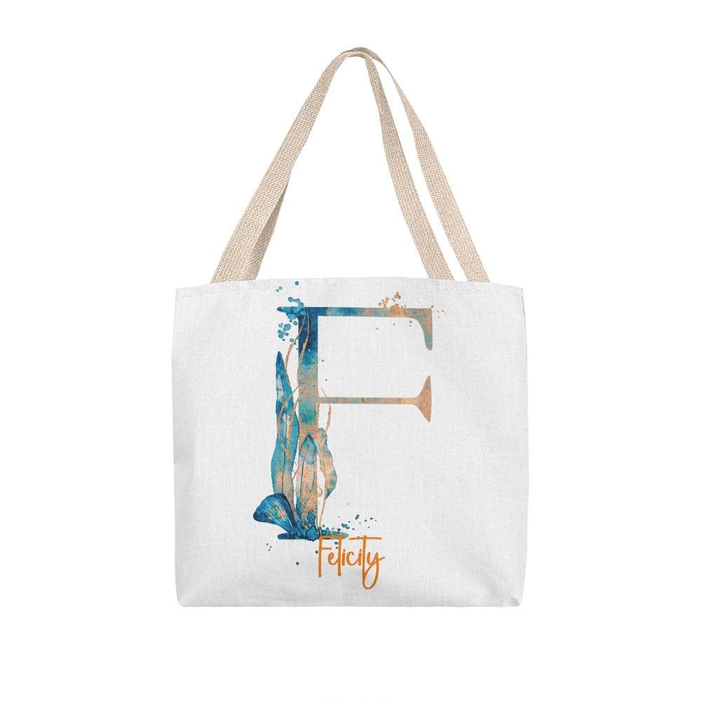 PERSONALIZABLE TOTE BAG | MONOGRAM - F | PERFECT GIFT for BFF, SISTER, CO-WORKER