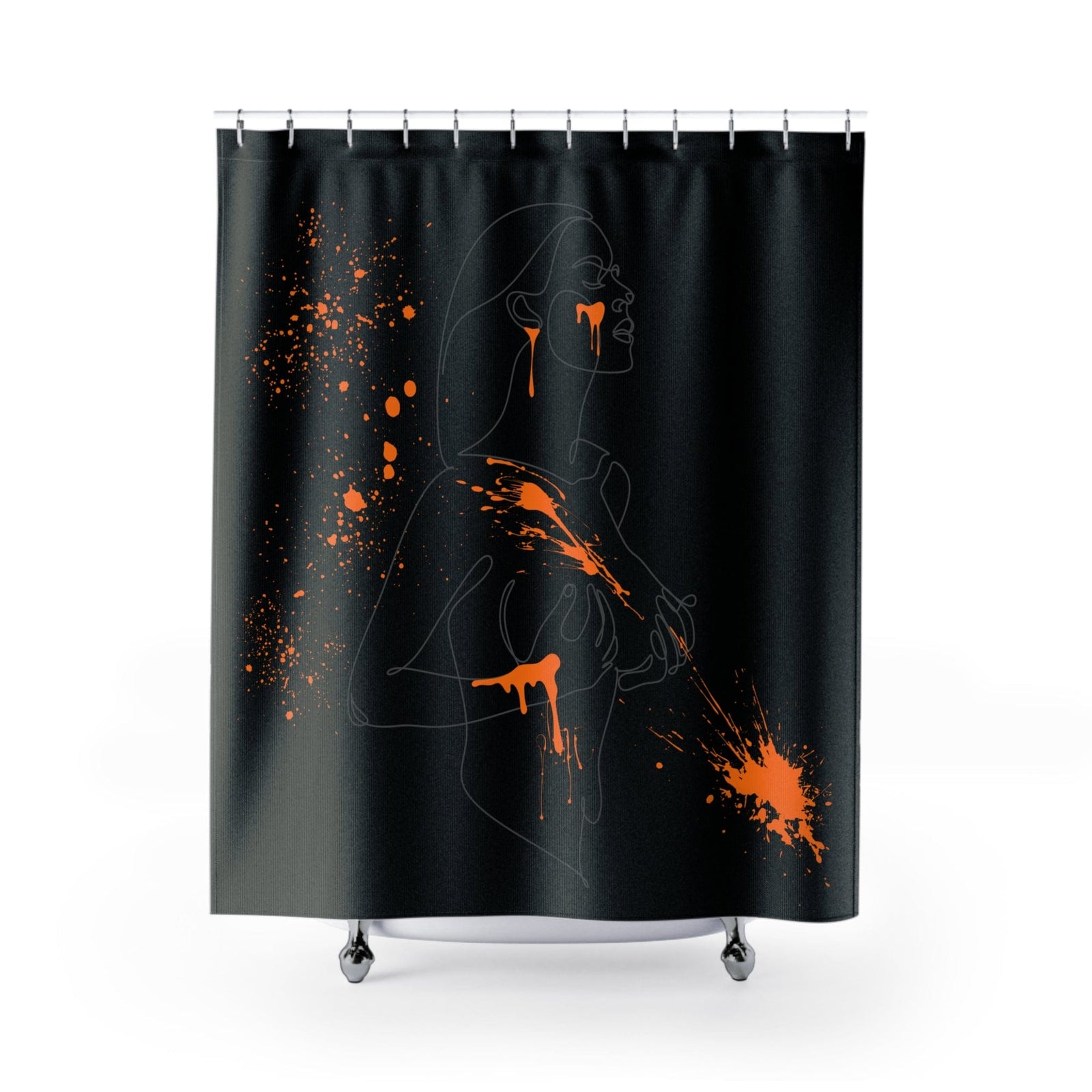 SUBTLE EROTICA - FLUIDITY | 18+ | SHOWER CURTAIN with Orange Accents