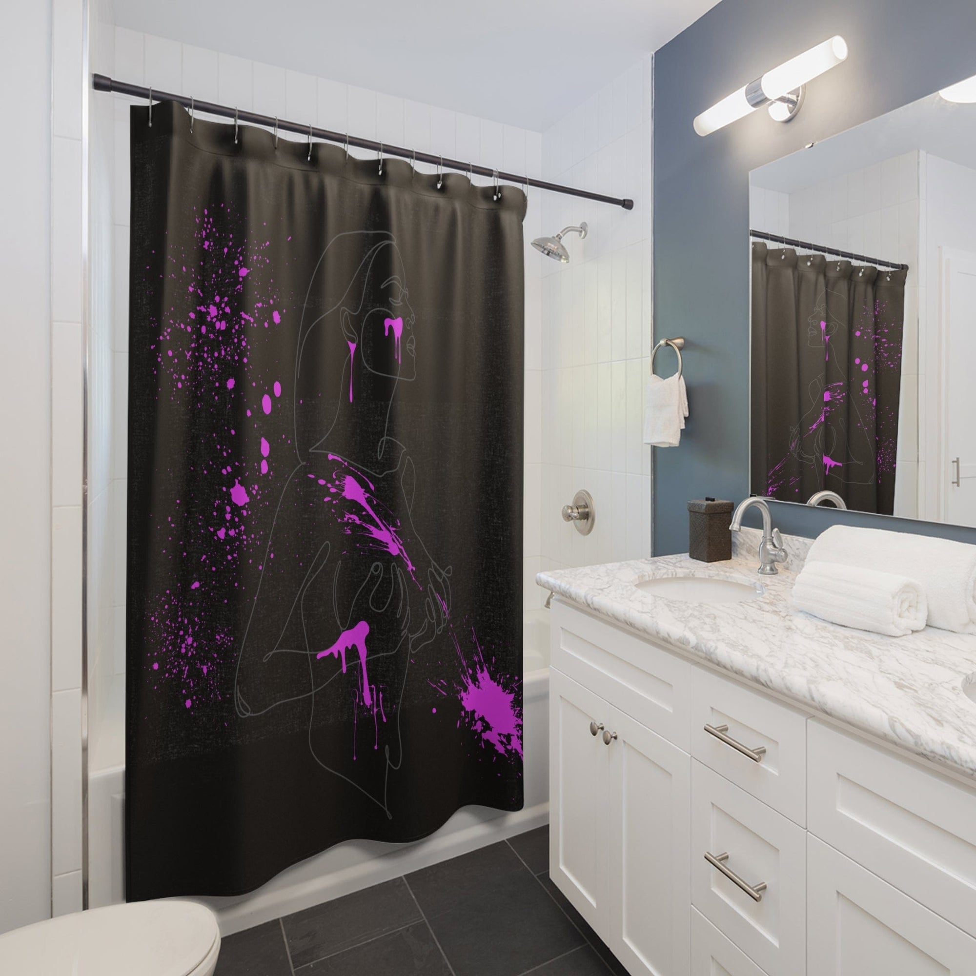 SUBTLE EROTICA - FLUIDITY | 18+ | SHOWER CURTAIN with Fuschia Accents