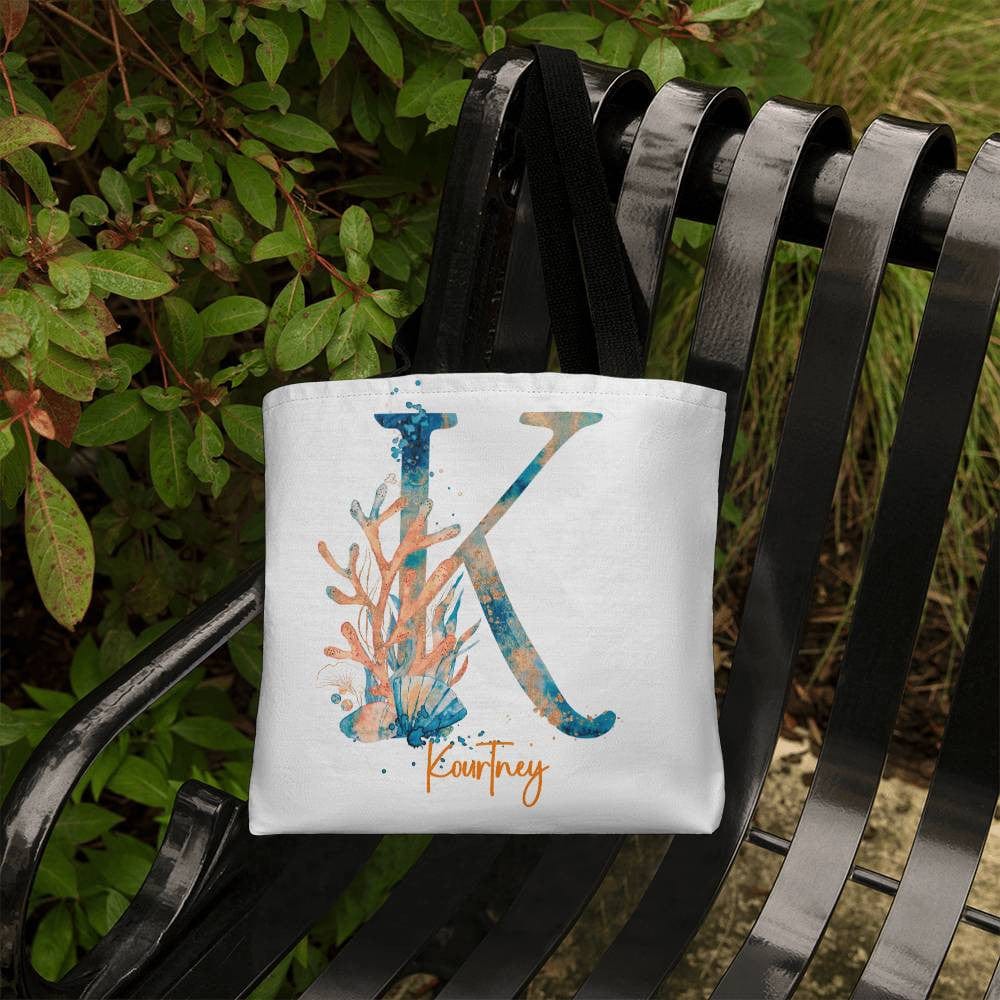 PERSONALIZABLE TOTE BAG | MONOGRAM - K | PERFECT GIFT FOR WIFE, SISTER, CO-WORKER