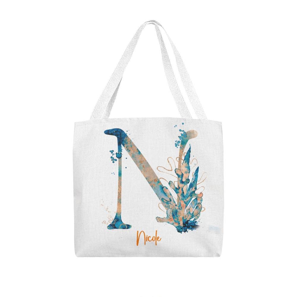 PERSONALIZABLE TOTE BAG | MONOGRAM - N | PERFECT GIFT for NANA, FIANCEE, DAUGHTER