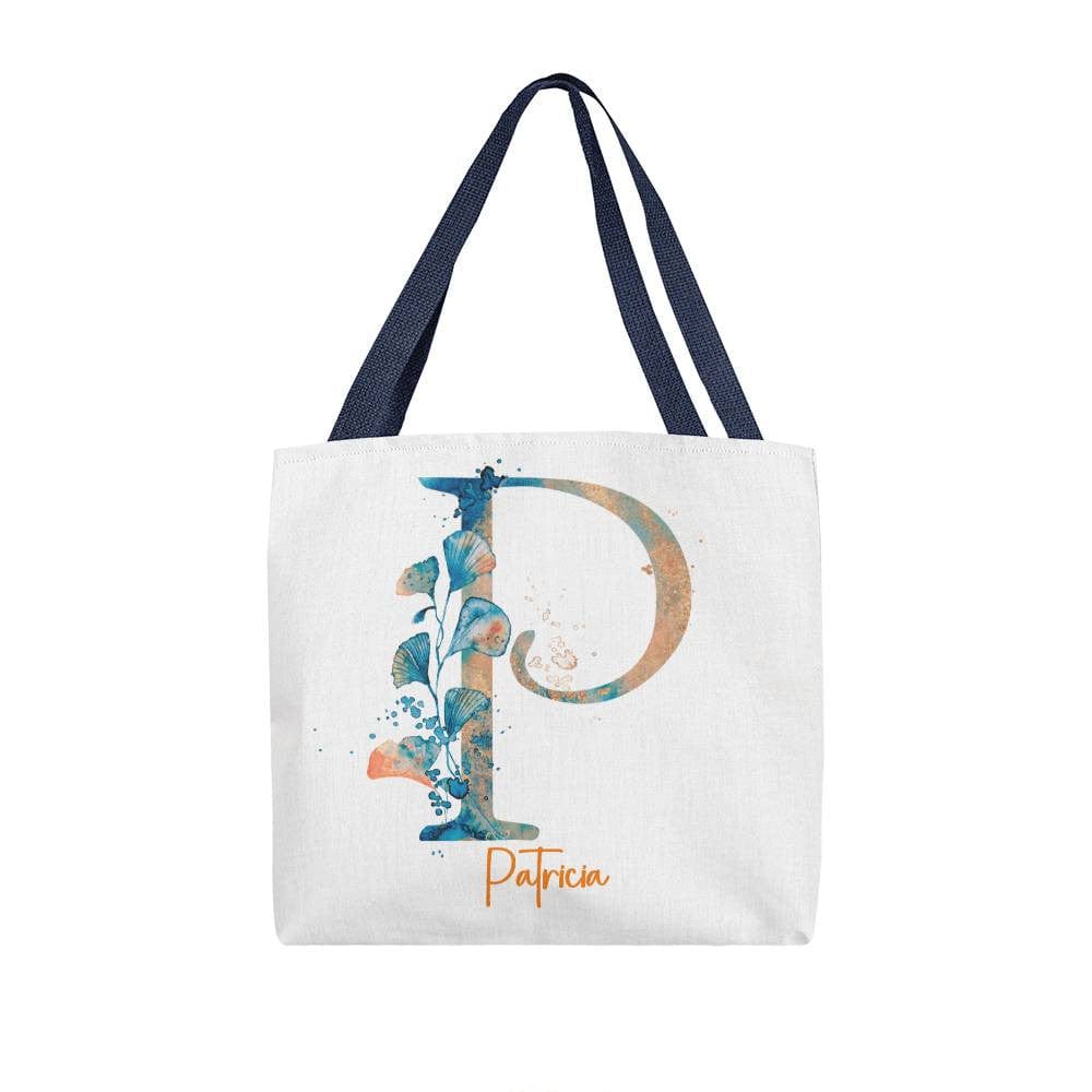 PERSONALIZABLE TOTE BAG | MONOGRAM - P | PERFECT GIFT for MOM, TEACHER, SISTER-in-LAW